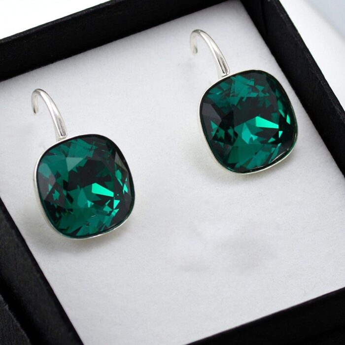 Avarta Jewellery Sterling Silver 5.50 Carat Each Emerald Ruby Cushion Loop Earrings For Girls & Women - Image 7