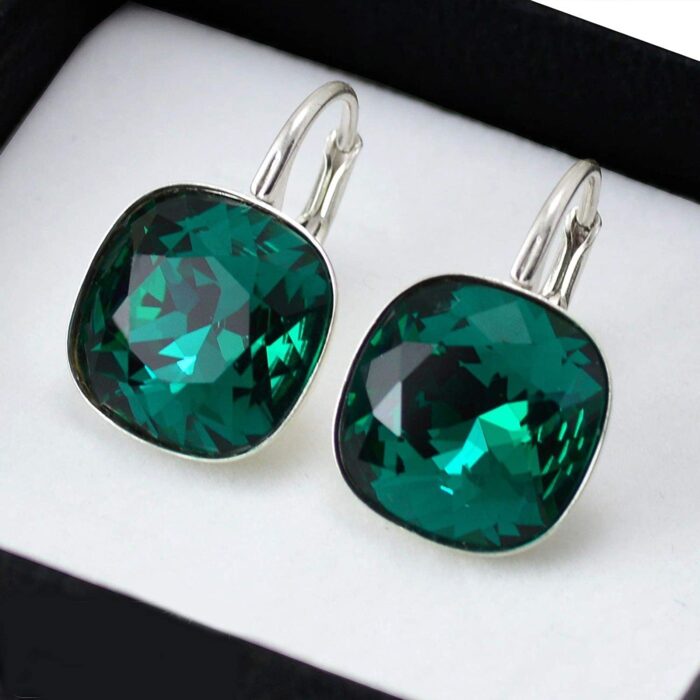 Avarta Jewellery Sterling Silver 5.50 Carat Each Emerald Ruby Cushion Loop Earrings For Girls & Women - Image 8