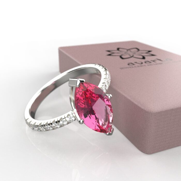 Avarta Jewellery 18k White Gold 3.50 Carat Pink Tourmaline Ring - Image 2
