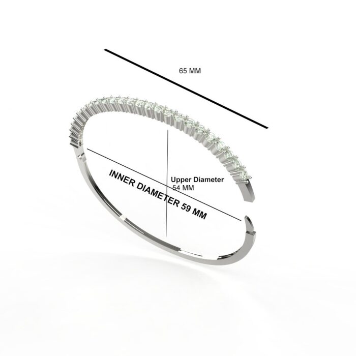 Avarta Sterling Silver American Diamond Kada or Hand Cuff - Image 5