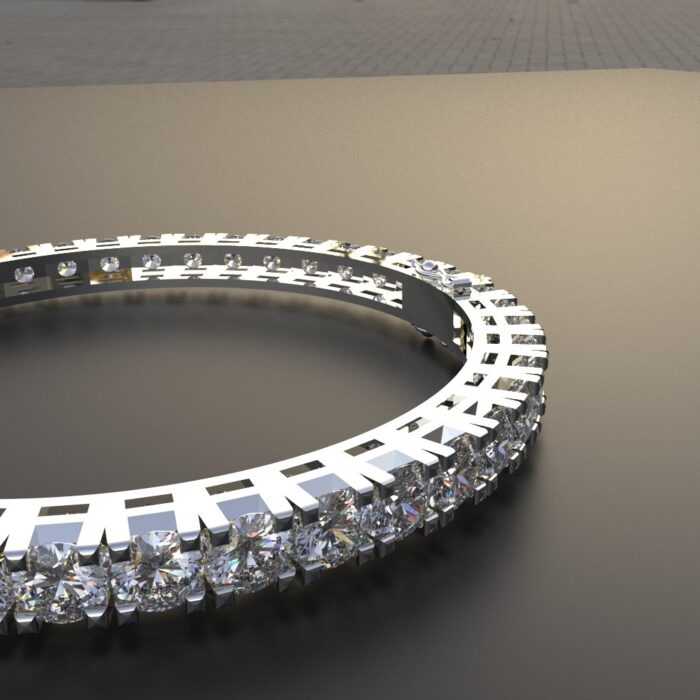 Avarta Jewellery Sterling Silver 30 Cents Each Line Diamond Bangle - Image 4