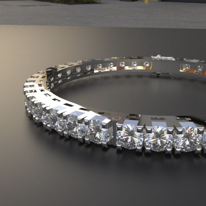 Avarta Jewellery Sterling Silver 30 Cents Each Line Diamond Bangle - Image 5
