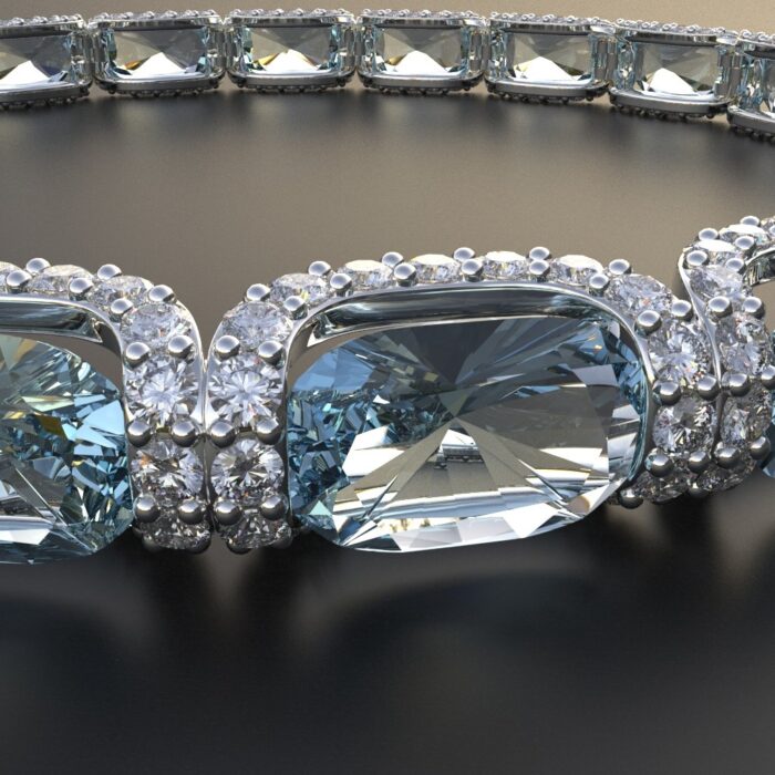 Avarta Jewellery Sterling Silver 24 Carat Aquamarine Tennis Bracelet With Moissanite - Image 6