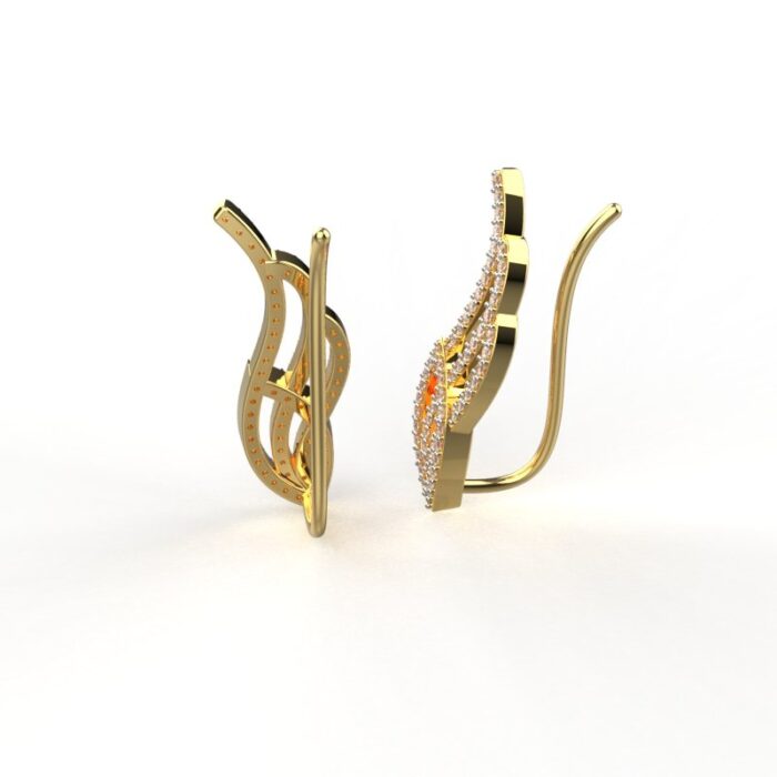 Avarta Jewellery Sterling Silver Diamond Gold Plated Cuff Earrings For Girls & Women - Image 5