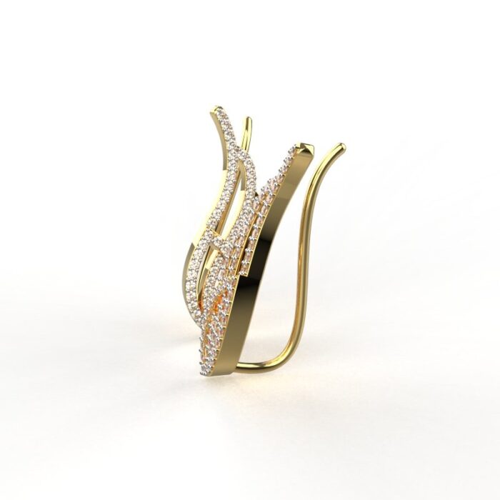 Avarta Jewellery Sterling Silver Diamond Gold Plated Cuff Earrings For Girls & Women - Image 4