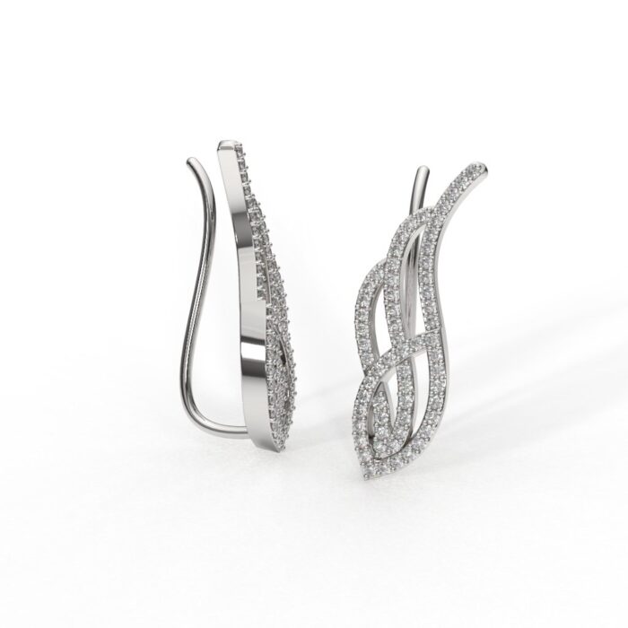 Avarta Jewellery Sterling Silver Diamond Cuff Earrings For Girls And Women