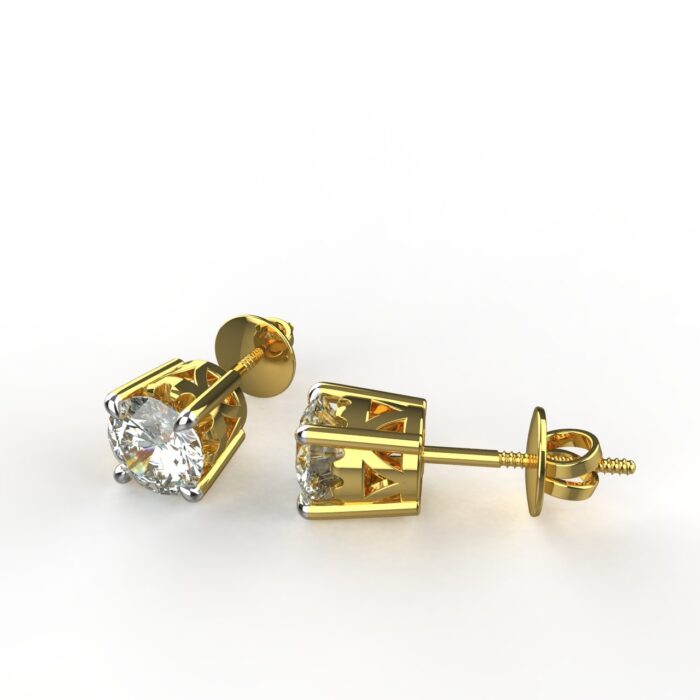 Avarta Jewellery 92.5 Sterling Silver 0.80 Carat Each Solitaire Studs Earrings With Gold Polish For Girls & Women