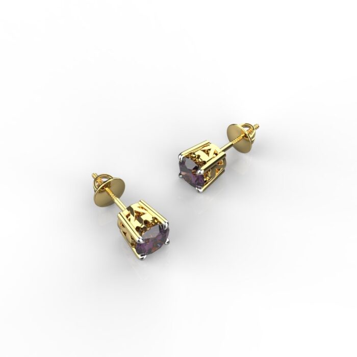 Avarta 90 Cents Each Dark Pink Swarovski Solitaire Studs With Gold Plating - Image 3