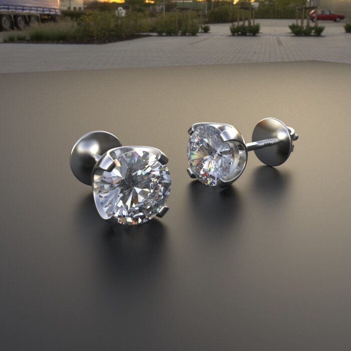 Avarta Jewellery Sterling Silver 0.80 Carat Solitaires Stud Earrings - Image 2