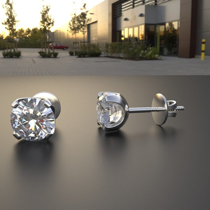 Avarta Jewellery Sterling Silver 0.80 Carat Solitaires Stud Earrings - Image 3