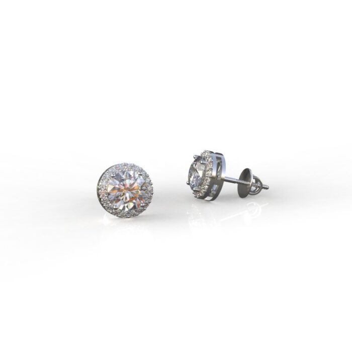 Avarta Sterling Silver 1 Carat Halo Solitaire Stud Earrings