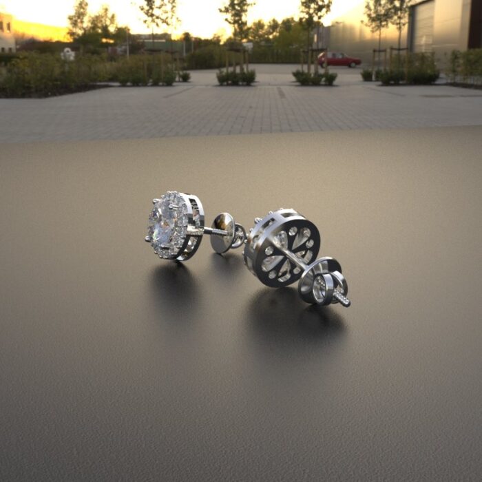 Avarta Sterling Silver 1 Carat Halo Solitaire Stud Earrings - Image 4
