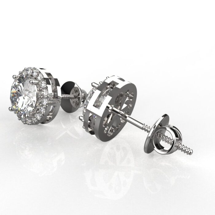 Avarta Sterling Silver 1 Carat Halo Studs Earring For Girls & Women - Image 5
