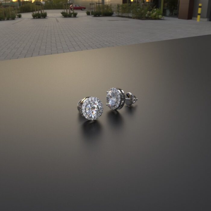 Avarta Sterling Silver 1 Carat Halo Studs Earring For Girls & Women - Image 4