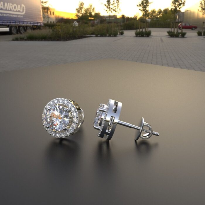 Avarta Sterling Silver 0.80 Carat Halo Solitaire Stud Earring For Girls & Women - Image 5