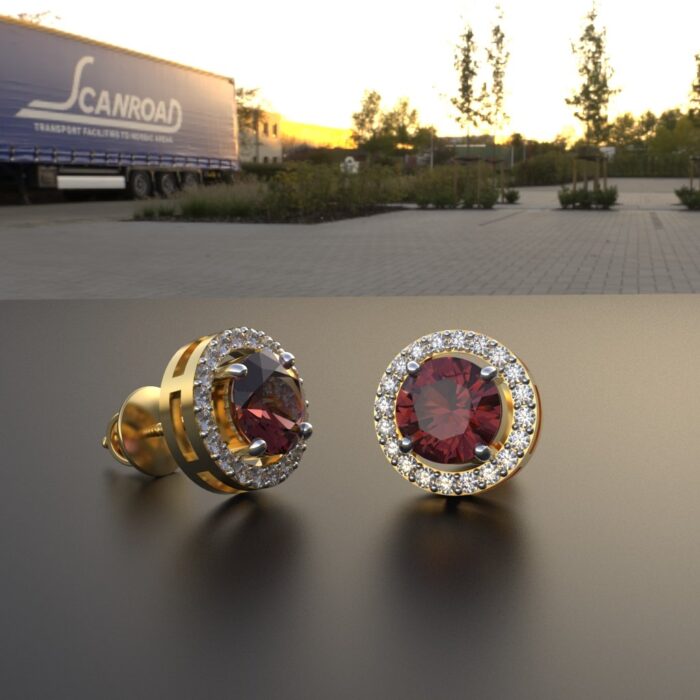 Avarta Jewellery 18K Yellow Gold Hallmarked Certified Diamond Ruby Stud Earrings For Girls Women - Image 5