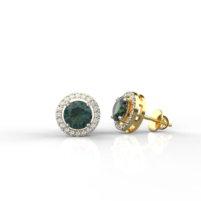 Avarta Sterling Silver 0.90 Carat Emerald Swarovski Halo Solitaire Earrings