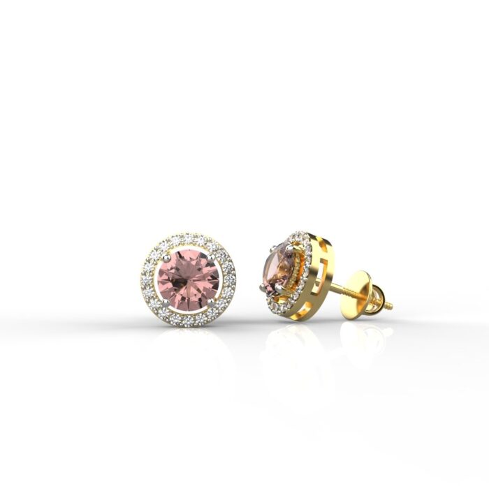 Avarta Sterling Silver 0.90 Carat Pink Swarovski Halo Solitaire Earrings