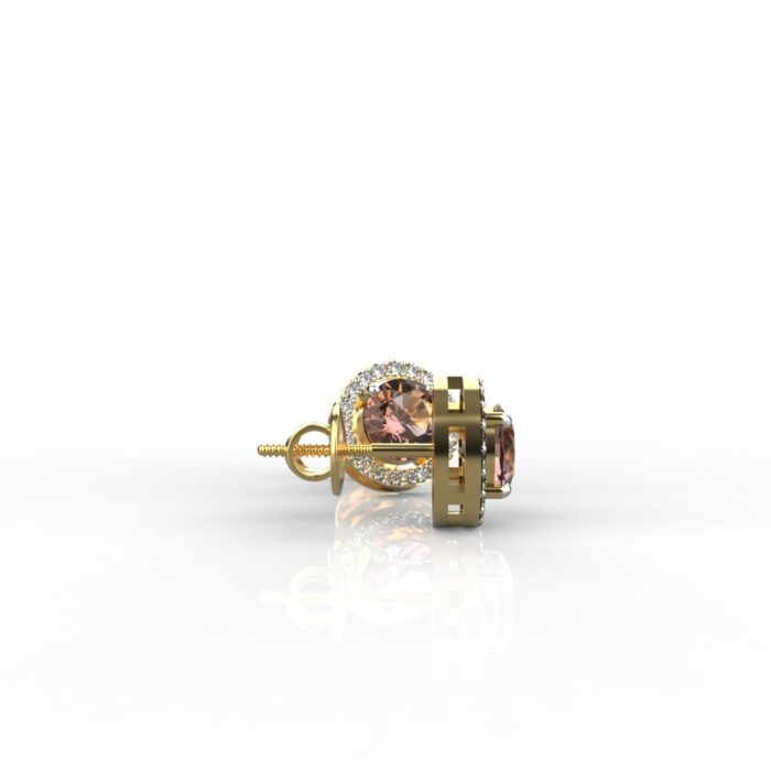 Avarta Sterling Silver 0.90 Carat Pink Swarovski Halo Solitaire Earrings - Image 2