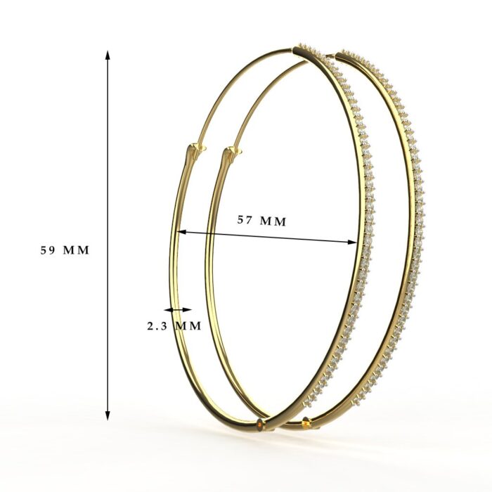 Avarta Jewellery 18k Gold & Certified Diamond Long Hoop Earrings For Girls & Women - Image 3