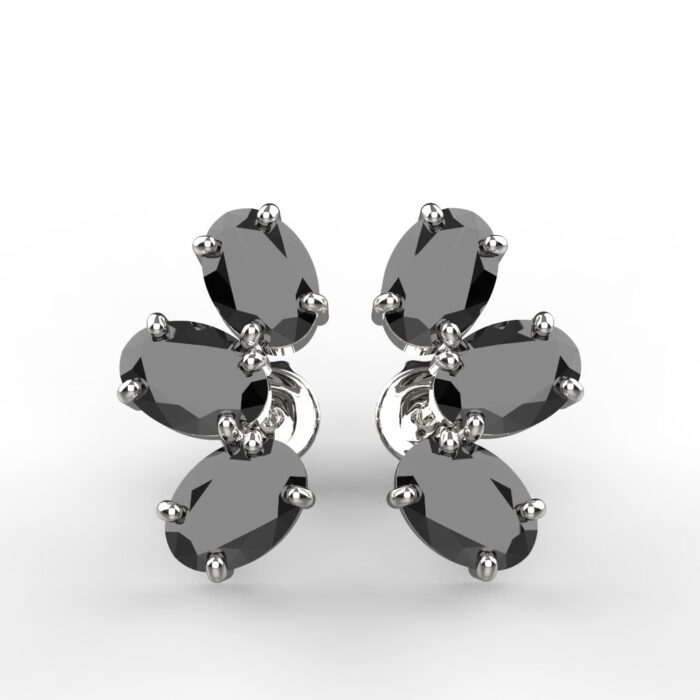 Avarta Jewellery 92.5 Sterling Silver Black American Diamond Solitaire Studs Earrings for Girls & Women