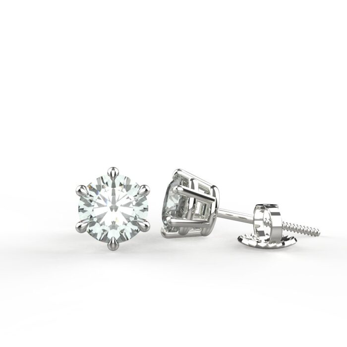 Avarta Jewellery 92.5 Sterling Silver 1 Carat Each Unisex Solitaire Studs Earrings for Girls & Women