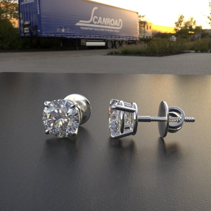 Avarta Jewellery White Gold 1 Carat Solitaire Earrings - Image 5
