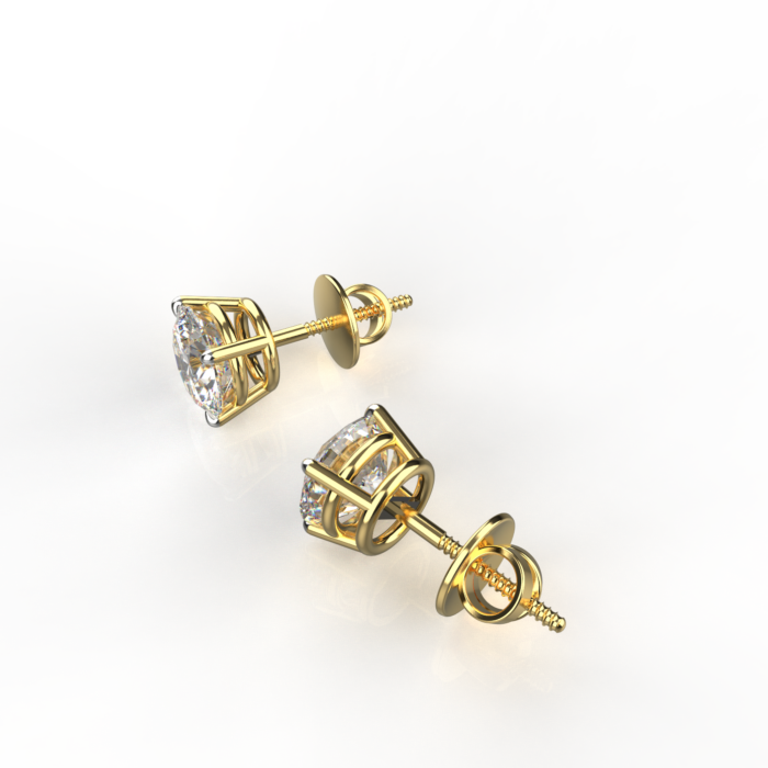 Avarta Sterling Silver 1 Carat Each Solitaire Stud Earrings With Gold Polish - Image 4