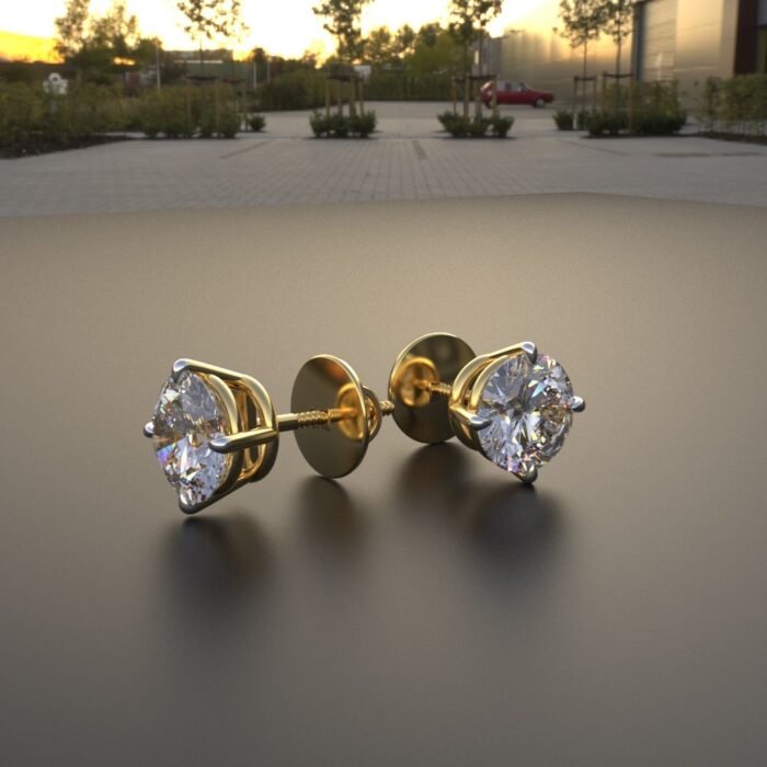 Avarta 18k Gold 50 Cents Each Solitaire Unisex Stud Earrings With Screw Back - Image 5