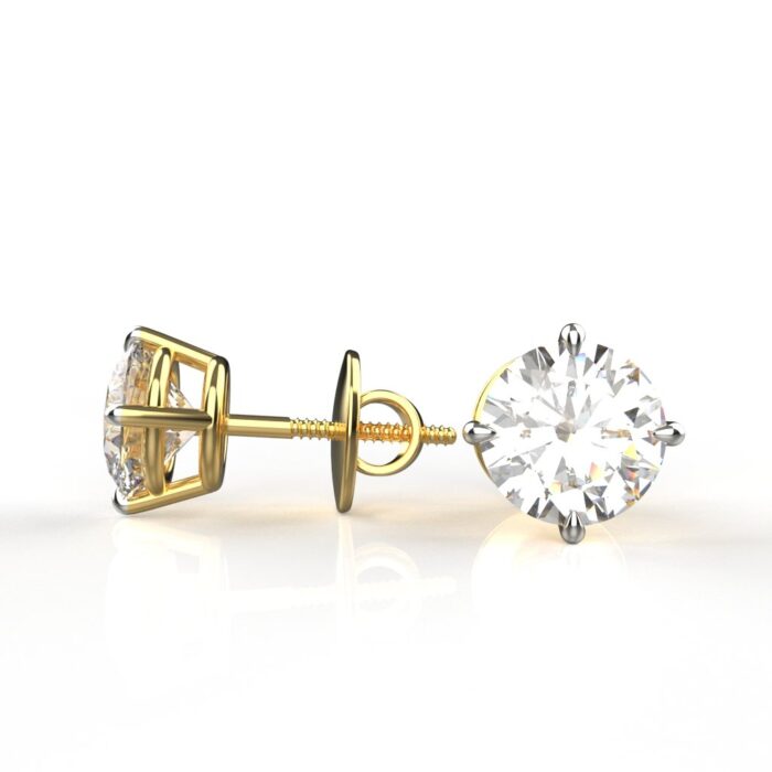 Avarta 18k Gold 50 Cents Each Solitaire Unisex Stud Earrings With Screw Back - Image 6