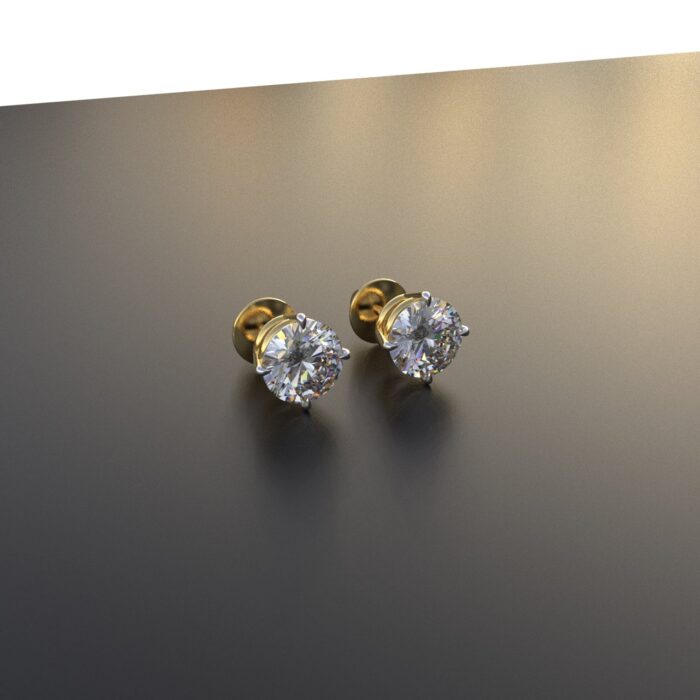 Avarta Gold Lab Grown 1 Carat Each Lab Diamond Solitaire Stud Earrings - Image 2