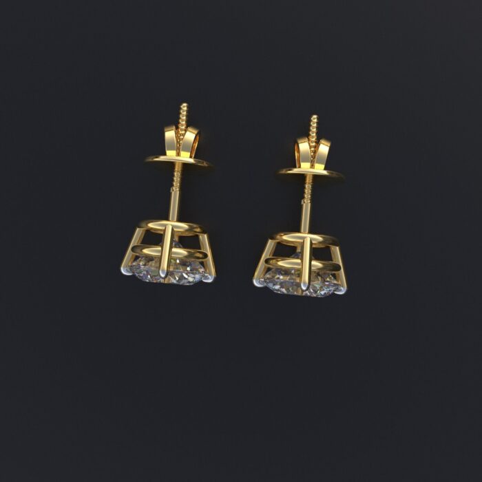 Avarta Gold Lab Grown 1 Carat Each Lab Diamond Solitaire Stud Earrings - Image 3