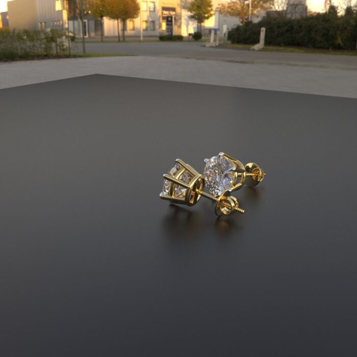 Avarta 18k Gold 1.80 Carat Each Moissanite Solitaire Studs Earring For Girls & Women - Image 3