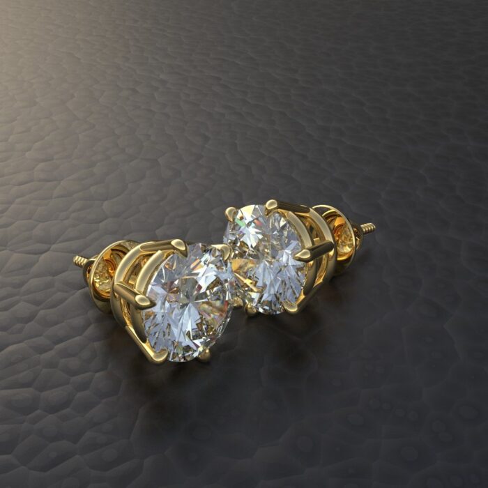 Avarta Sterling Silver 3 Carat Each Solitaire Stud Earrings - Image 5