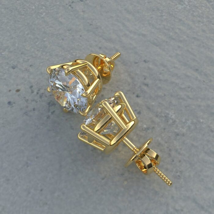 Avarta Sterling Silver 3 Carat Each Solitaire Stud Earrings - Image 4