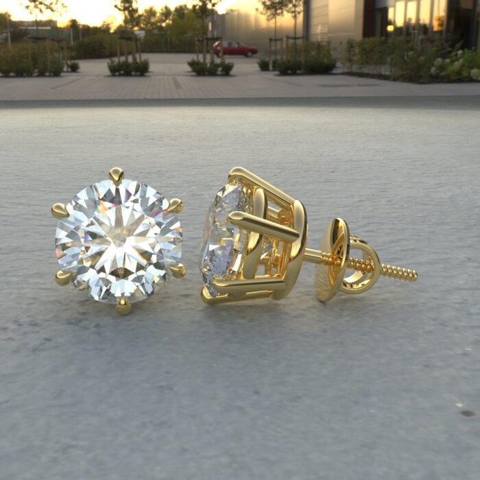 Avarta Sterling Silver 3 Carat Each Solitaire Stud Earrings - Image 3