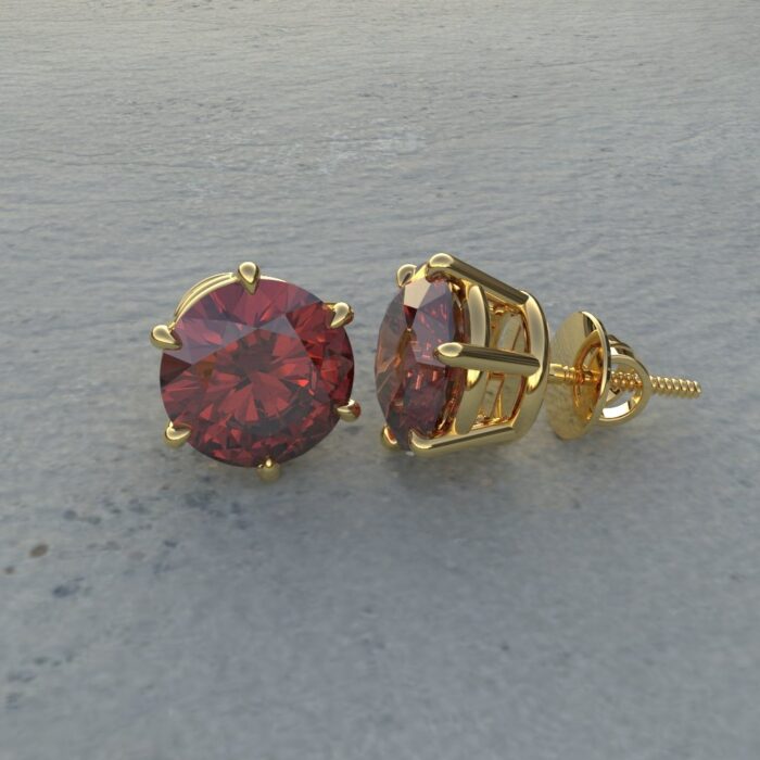 Avarta Jewellery 92.5 Sterling Silver 4.50 Carat Each Ruby Stud Earrings With Yellow Gold Polish - Image 4