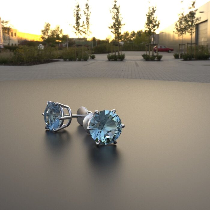 Avarta Jewellery 92.5 Sterling Silver American Diamonds 2.50 Carat Each Aqua Blue Solitaire Studs Earrings for Girls & Women - Image 5