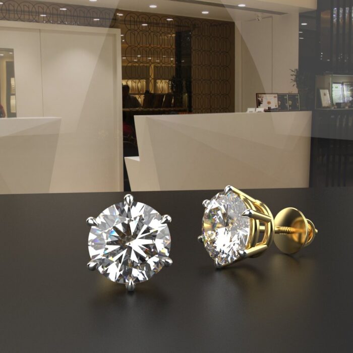 Avarta Gold 2 Carat Each Lab Grown Diamond Solitaire Studs Earrings - Image 2