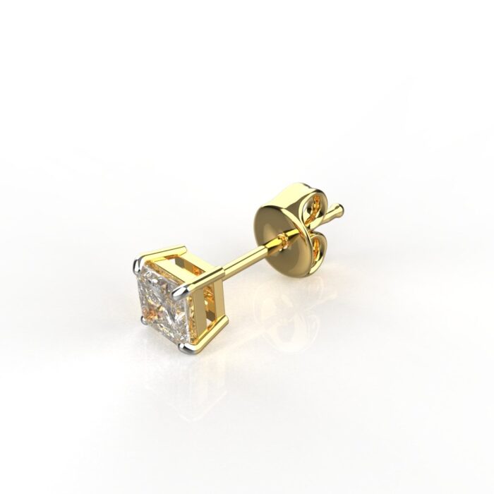Avarta Jewellery 18K Gold 0.50 Carat Princess Cut Unisex Solitaire Studs - Single Pcs