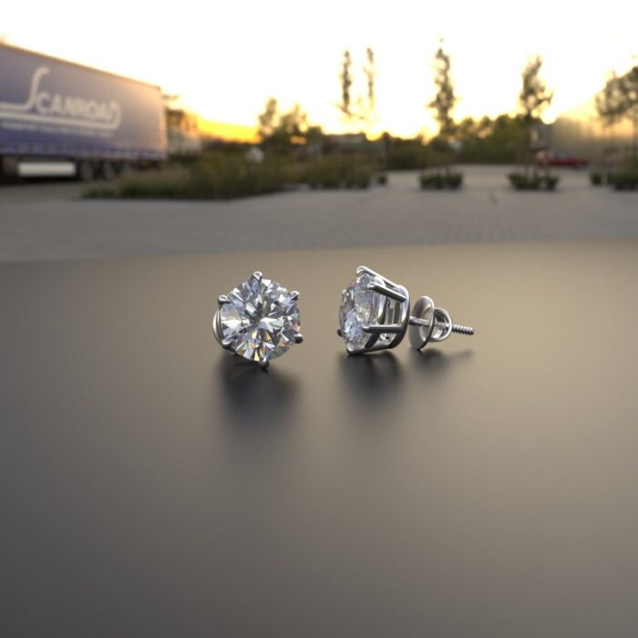 Avarta Jewellery Sterling Silver 2 Carat Each Moissanite Solitaire Studs With White Gold Polish - Image 3