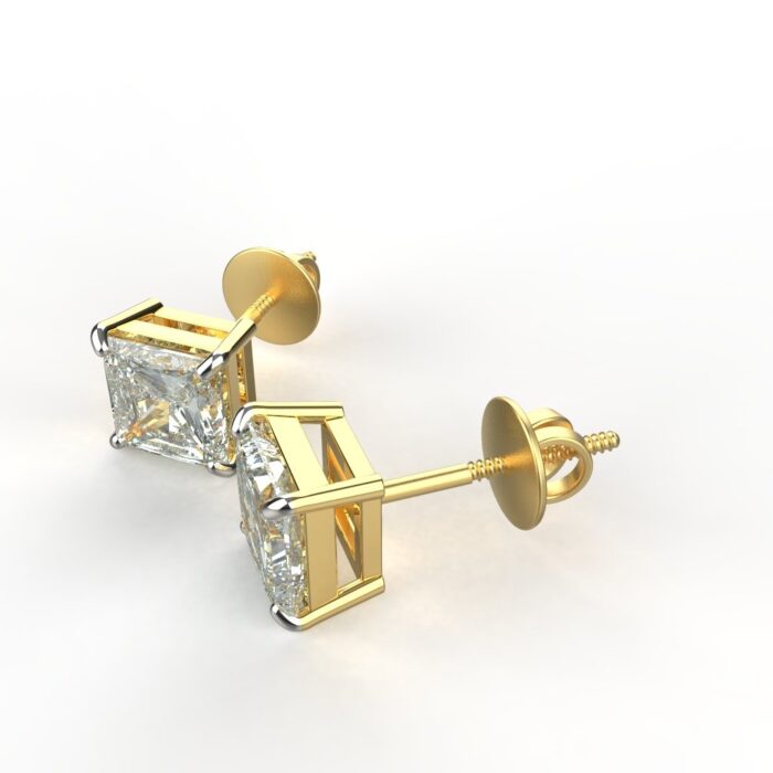 Avarta Jewellery 14K Gold Princess Cut Solitaire Earrings - Image 3