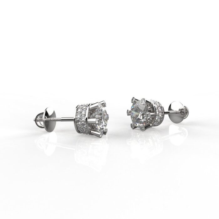 Avarta Sterling Silver Solitaire 1 Carat Designer Stud Earrings for Girls & Women