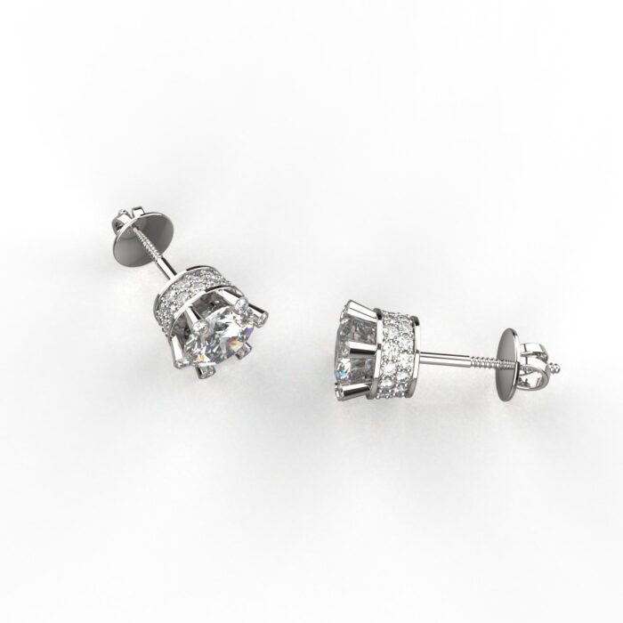 Avarta Sterling Silver Solitaire 1 Carat Designer Stud Earrings for Girls & Women - Image 3