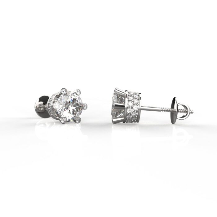 Avarta Sterling Silver Solitaire 1 Carat Designer Stud Earrings for Girls & Women - Image 2