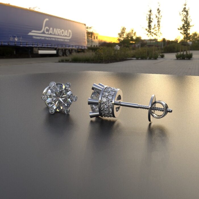 Avarta Sterling Silver Solitaire 1 Carat Designer Stud Earrings for Girls & Women - Image 4