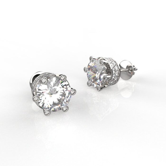 Avarta Sterling Silver 2 Carat Each Solitaire Designer Stud Earrings for Girls & Women