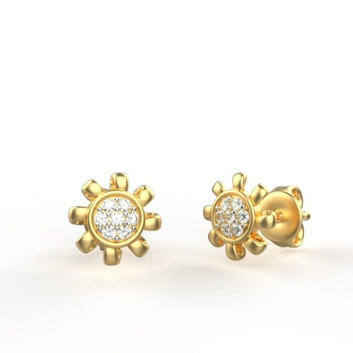 Avarta Jewellery 18K Gold Sunflower Diamond Stud Earrings