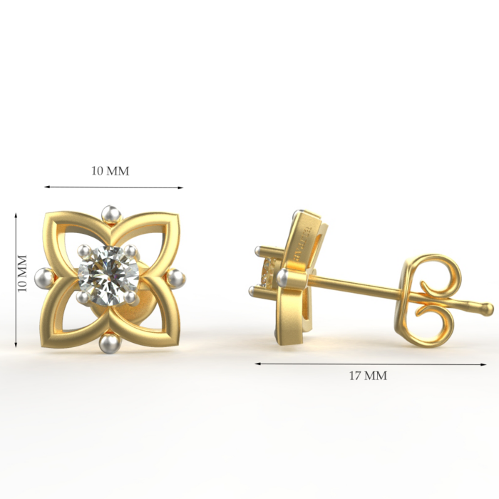 Avarta Jewellery 18K Hallmarked Gold Solitaire Studs Earrings With Certified Diamonds For Kids, Girls & Women - Image 3