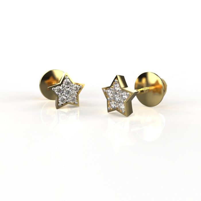 Avarta Jewellery 18K Gold Star Diamond Studs Earrings